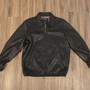 Nautica Butter Soft Leather Lined Jacket Moto Bomber Biker